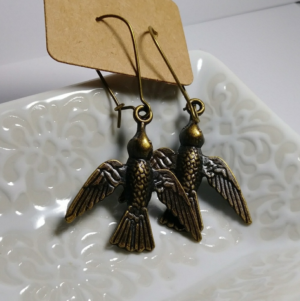 boho bird earrings w/french hooks jewelry gift
